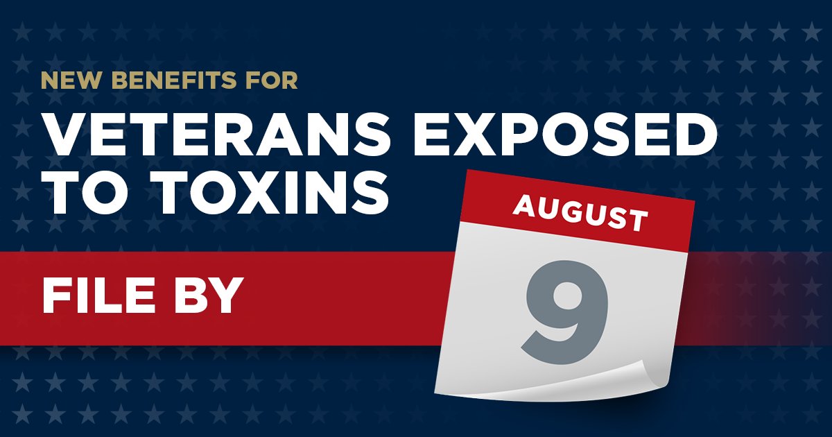 wwp's tweet image. ❗ LAST CHANCE ❗
AUGUST 9 is the last day to submit an intent to file for retroactive #ToxicExposure benefits for veterans under the #PACTAct! 📅

Learn about eligibility and how to submit an intent to file at va.gov/PACT