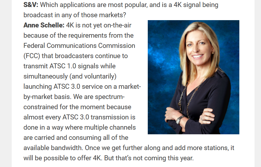 UHD4k's tweet image. ATSC 3.0 #NextGenTV has been rolled out to a large part of the U.S. but no UHD signal is broadcast yet. 
@apschelle, MD of Pearl TV, explains why: soundandvision.com/content/nextge… via @soundnvision