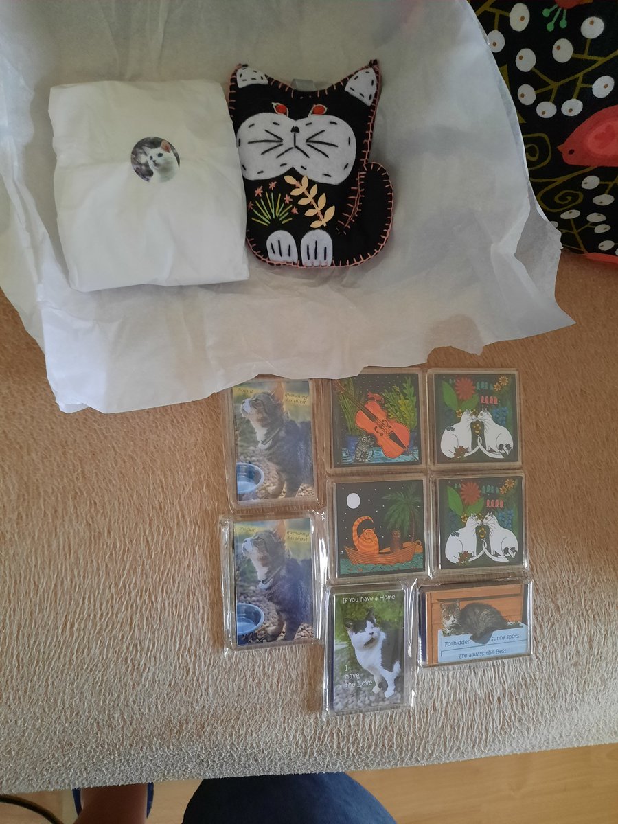 Came home this evening to find yet another lovely parcel from <a href="/ShropsCatRescue/">Shropshire Cat Rescue</a> 
You never fail to make me happy! 
Am looking forward to sharing these lovely gifts around
 So much lovely merchandise available packed by dear Freddie!
<a href="/PurrfectUk/">PurrfectSolutionsUK</a> 
Love those lavender cats💜💜