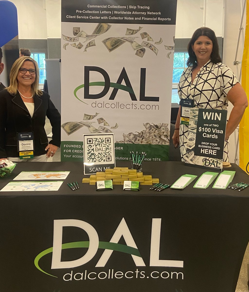 dalcollects's tweet photo. Come visit the DAL Team at booth #17 for some giveaways and a chance to win a $100 visa gift card!

#crf #accountsreceivable #riskmanagement #revenuecyclemanagement #creditriskmanagement #networking #ordertocash #kansascity https://t.co/jLySi0iqRB