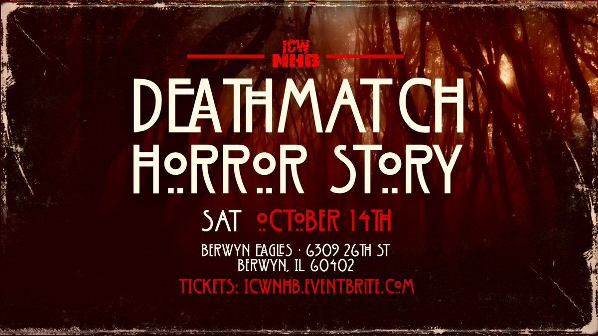 50 RETWEETS and we will ANNOUNCE the FIRST FIGHT for the DEATHMATCH HORROR STORY ☠️ CHICAGO AINT READY FOR THIS! 🇺🇸🇲🇽 LIVE! FRIDAY/SATURDAY - OCTOBER 13th & 14th - BERWYN EAGLES - 8PM 🛎️ TICKETS - NIGHT 1 - backtochi1.eventbrite.com NIGHT 2 - backtochi2.eventbrite.com ☠️🎃☠️