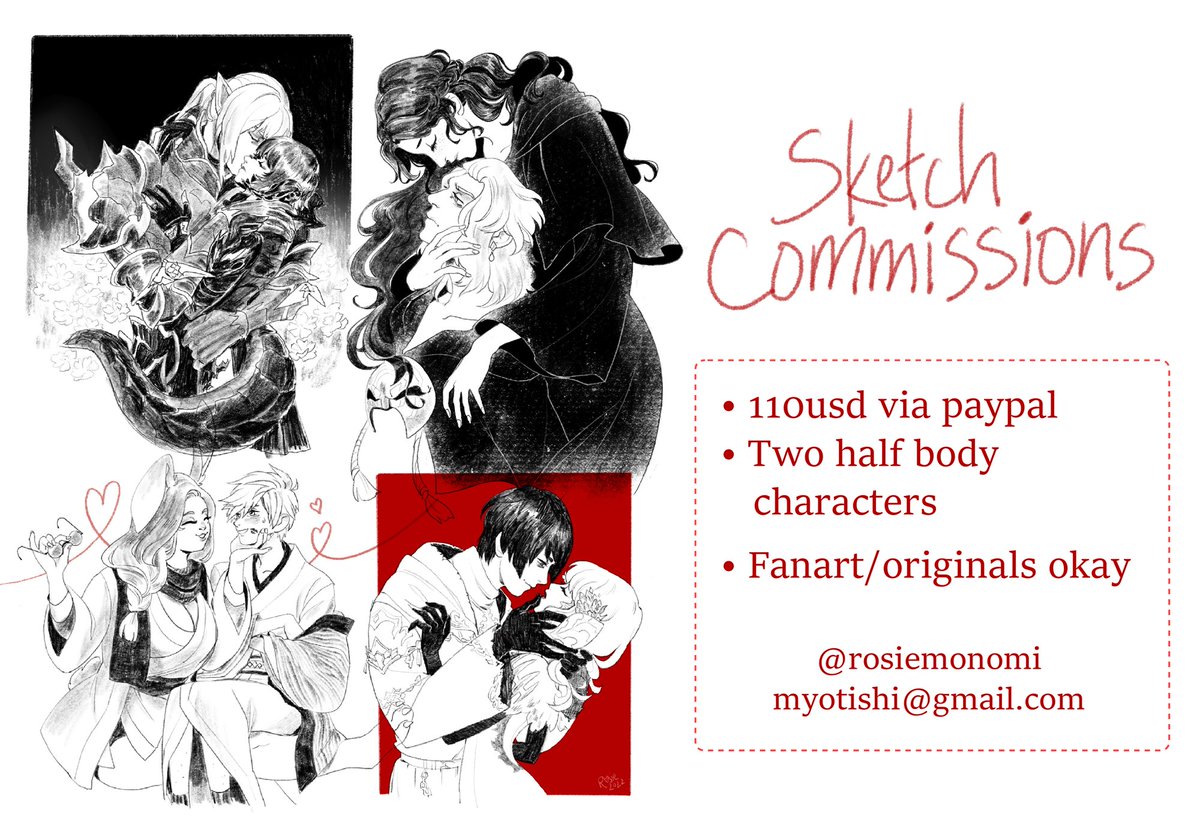 I'm offering slots for sketches and regular commissions this time! As always, use the forms in the next tweet if you're interested or email me with any questions. RTs are appreciated! Thanks! ❤️