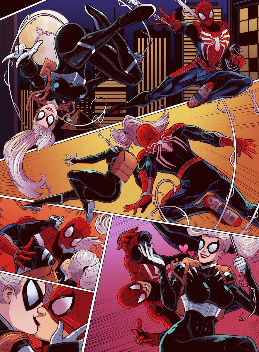 silverxsable's tweet photo. Insomniac Spider-Man with Felicia's Night-Spider. https://t.co/5kU936fket