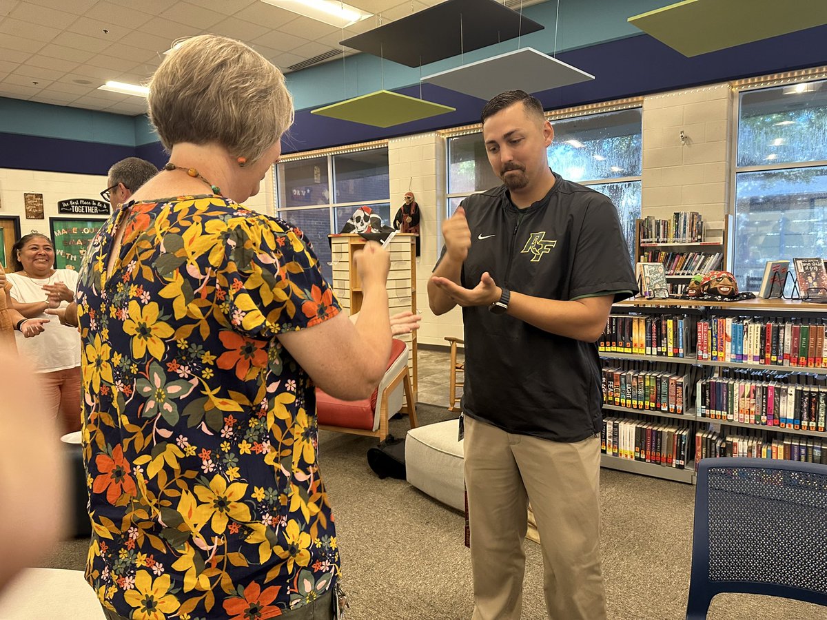 AshleighBible's tweet photo. If you see Mrs. Brock give her a high-five! She is the 23-24 RFHS rock-paper-scissors CHAMPION!! https://t.co/2w9aUUvEak