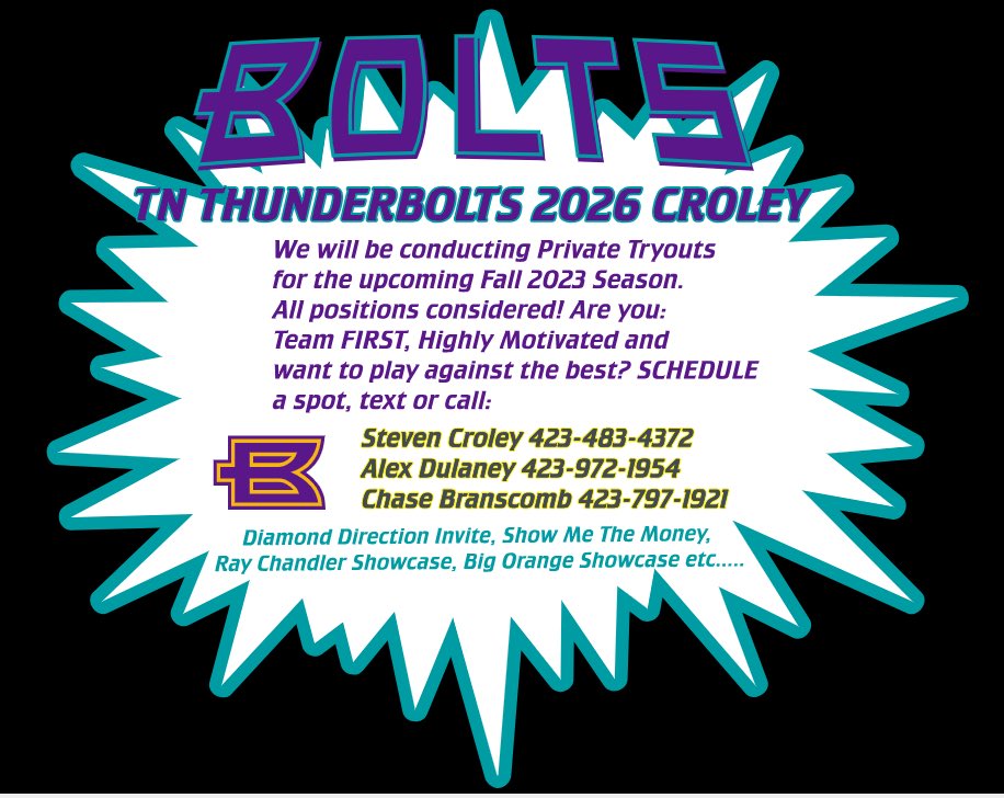🔥🔥OPPORTUNITY KNOCKS🔥🔥
Catcher, MIF are areas of need but all positions will be looked at!  Call, DM, Text!  For you catchers interested I’m tagging our pitchers!! They good! <a href="/Kay_Osborne2026/">Kaylea Osborne 2026</a> <a href="/IsabelMeeks2026/">Isabel Meeks</a> #boltsboom
<a href="/MadelynDulaney/">Madelyn Dulaney 2027</a>
#humbabe