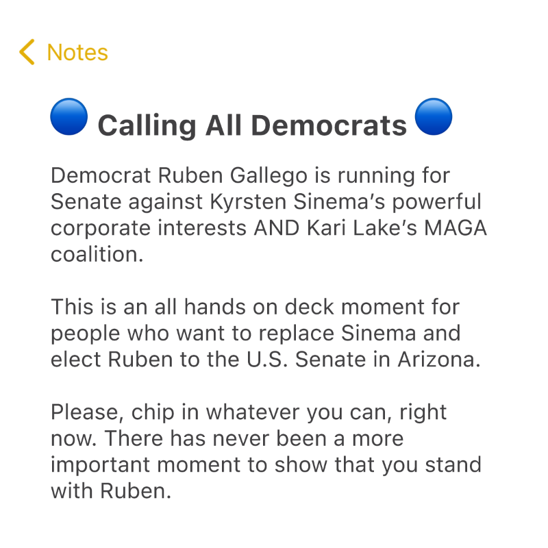 RubenGallego's tweet photo. Can you help us defeat Krysten Sinema?