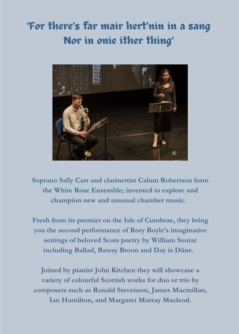 For there’s far mair hert’nin in a sang, Nor in onie ither thing. Tuesday 15th August, 8pm. <a href="/WhatOnEdinburgh/">What's On Edinburgh</a> <a href="/edfringe/">Edinburgh Festival Fringe</a> <a href="/ByLeavesWeLive/">Scottish Poetry Library</a> <a href="/PoetryScotland/">Poetry Scotland</a> #soutar <a href="/RoryBoyle_Music/">Rory Boyle, composer</a>