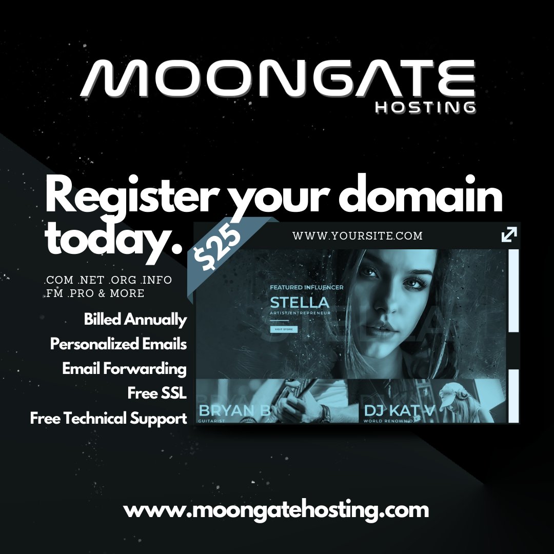 moongatehosting's tweet photo. Register your domain for only $25 and enjoy unlimited personalized email accounts. Claim your piece of the digital landscape today!

https://t.co/X8cUkJCtDm

#moongatehosting #domainregistration #managedhosting #emailconfiguration https://t.co/Z8BI4ygNGD