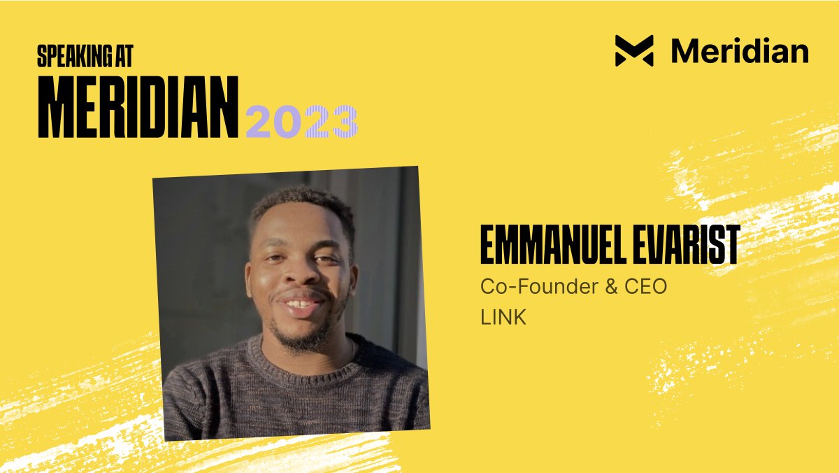 Welcoming <a href="/Link_IO/">LINK</a> Co-Founder and CEO Emmanuel Evarist to the #Meridian2023 speaker lineup!   

👉 🎟️: meridian.stellar.org