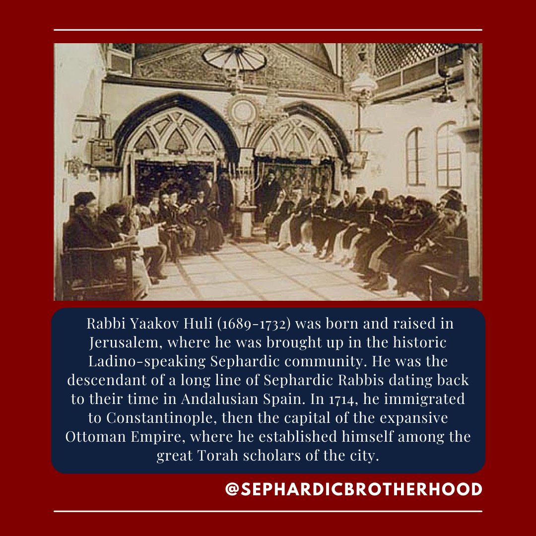 SephardicBrothe's tweet photo. 🧵 #ThisWeekinSephardicHistory: This week marks the Meldado, the annual memorial of the passing of Rabbi Yaakov Huli (1689-1732), one of the greatest Sephardic Torah scholars of the 18th century. https://t.co/Eh6NYREO9S