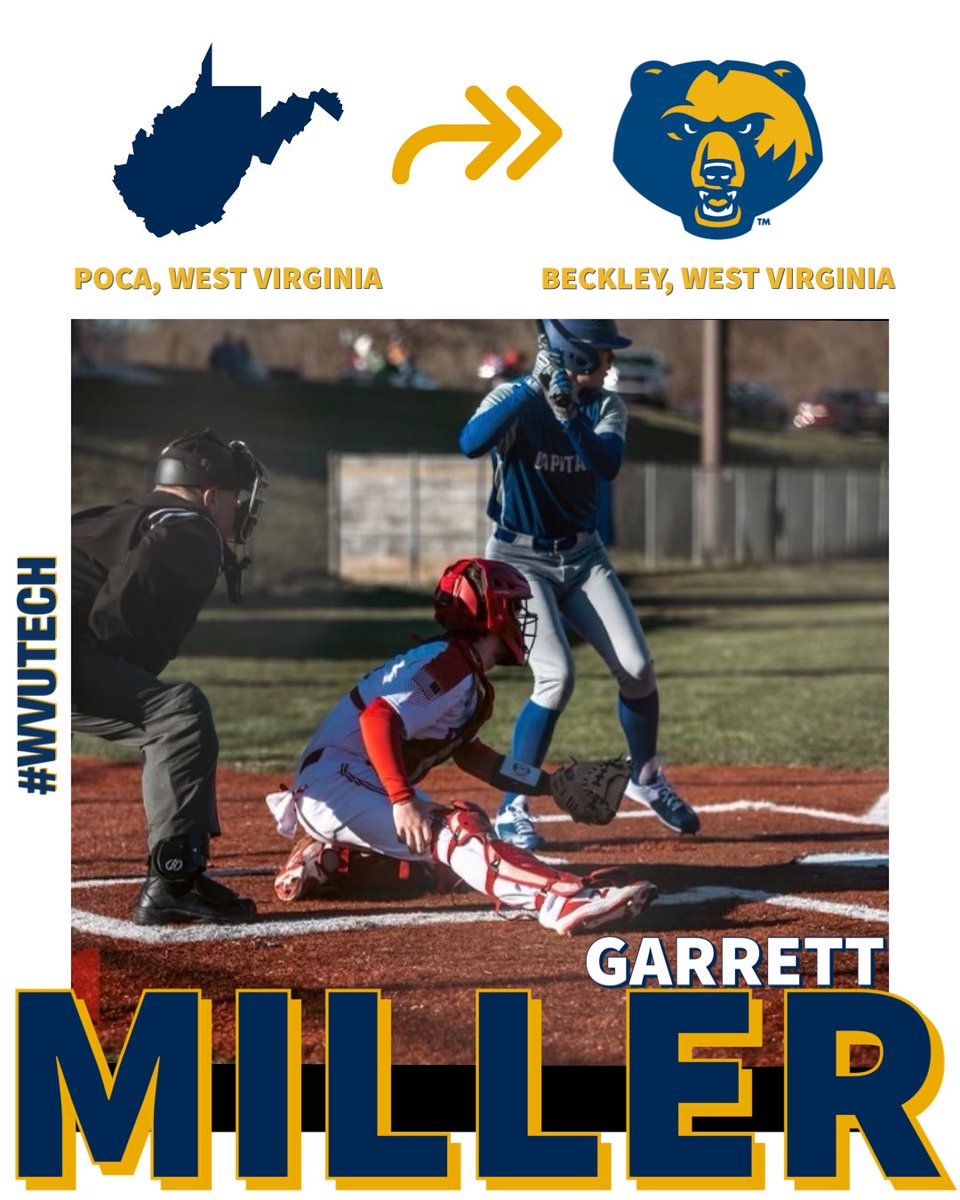 We are excited to announce the addition of Garrett Miller to the 2024 @WVUTechBase roster. Miller, who graduated from Poca High School, plans to study sport management as a Golden Bear.