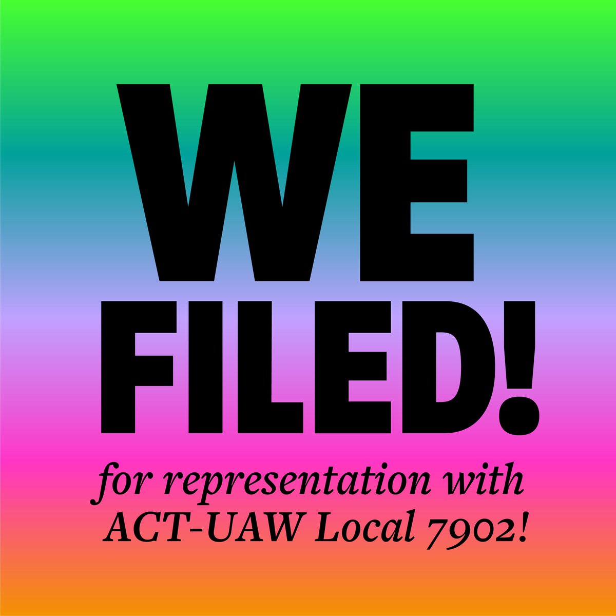 newstudentswork's tweet image. Dear New School + Labor community, 

NewSWU has filed for a representation petition with the NLRB, officially seeking to be part of ACT-UAW Local 7902!

Full statement at the link in our bio.
