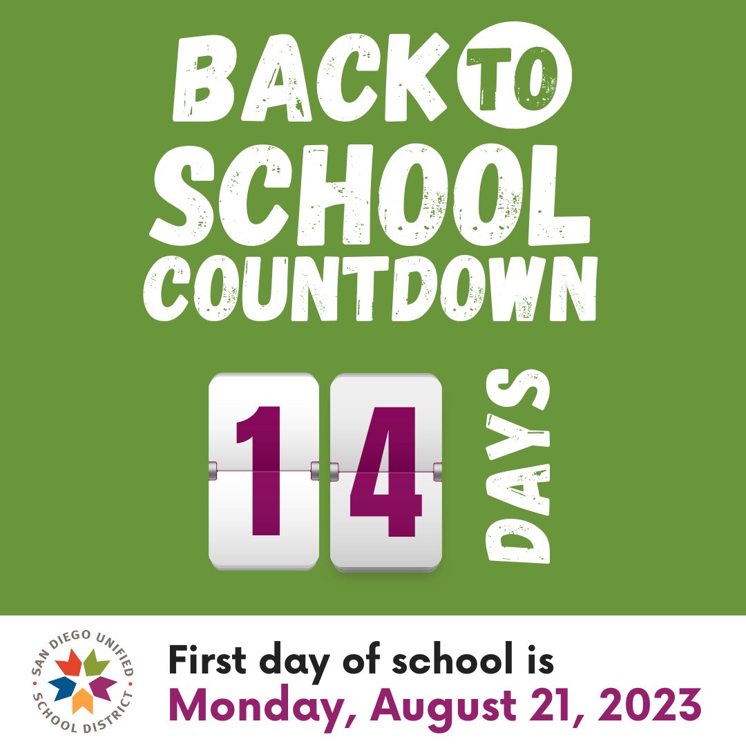 There are just two weeks to the start of the 2023-24 school year! We can't wait to welcome our students back to class on Monday, August 21. #backtoschool #BetterSD