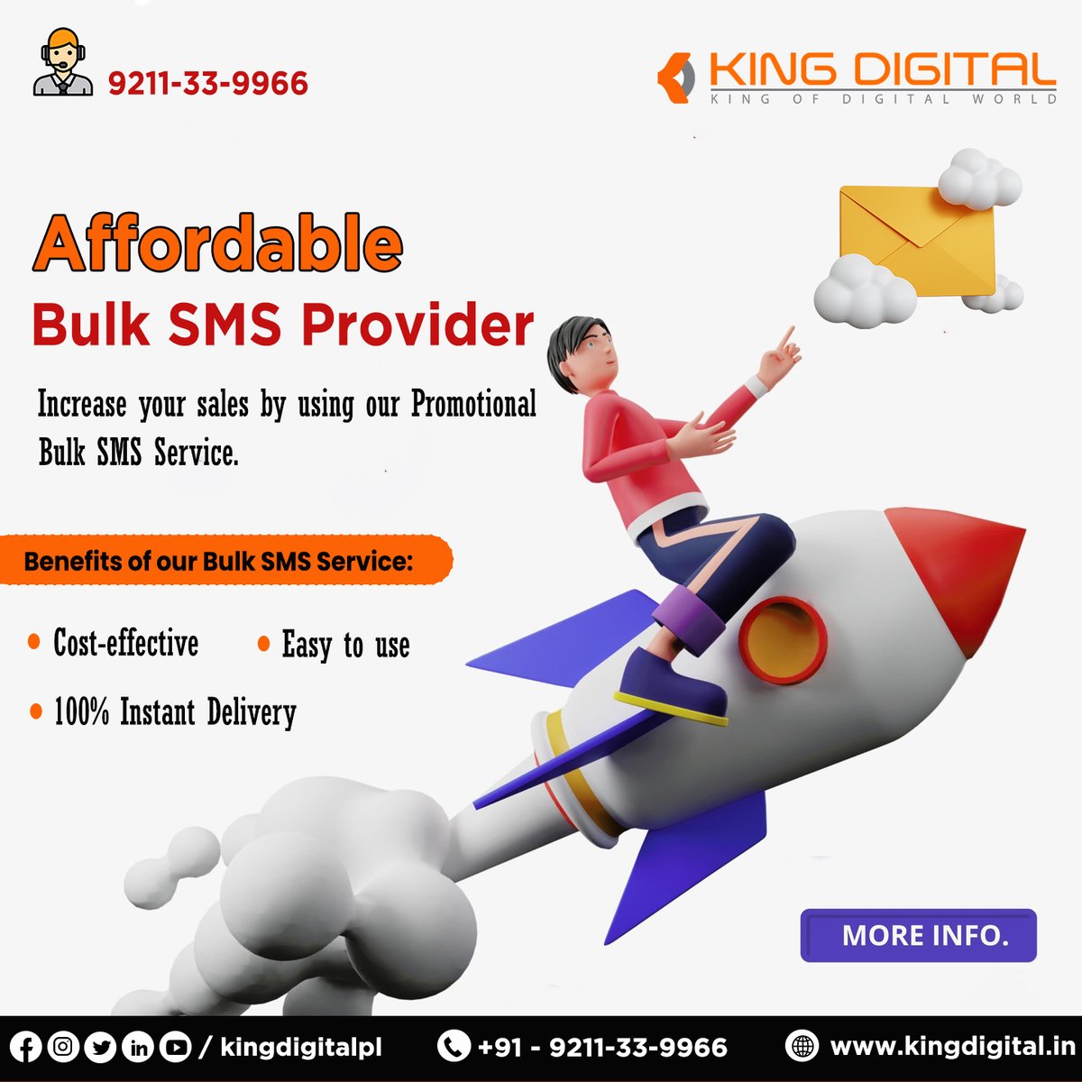 KingDigitalPL's tweet photo. King Digital is the one-stop solution for all your business needs.
Call Us: +91-9211-33-9966
.
#bulksmsmarketingdelhi #bulksmsindiab #bulksms #bulksmsprovider #bulksmscompany #bulksmsserviceprovider #bulksmsreseller #bulksmsdelhi #bulksmsmarketing #bulksmsservice https://t.co/Ow9F1Zxbw5