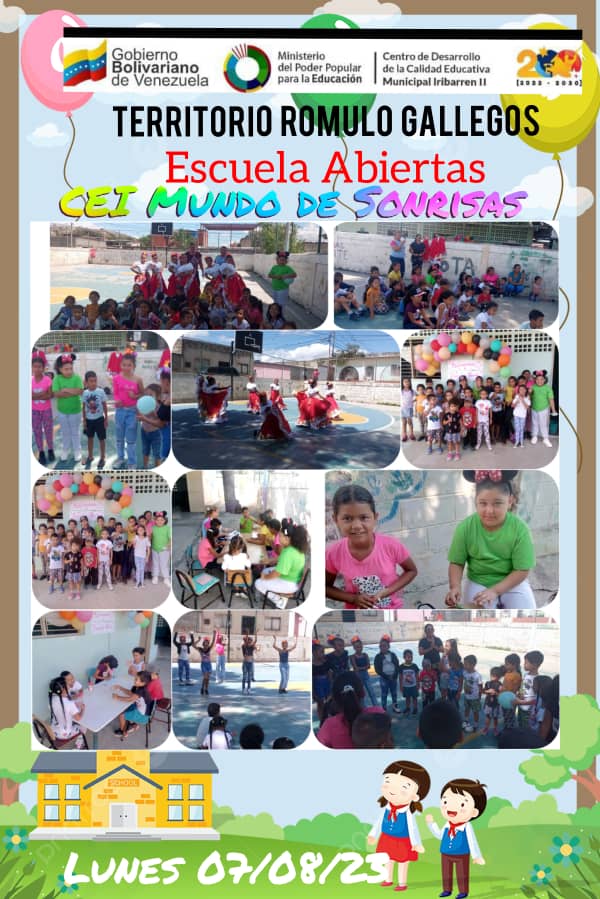 #7agos   2023 ARRANCA EL PLAN VACACIONAL COMUNITARIO 2023 EN LA PAZ SECTOR 1... PUNTO Y CIRCULO UBCH CIUDAD DE BARQUISÍMETO ... DISFRUTARAN CON LA INSTITUCION CEI MUNDO DE SONRISA. YELI DANCER.  *JUNTOS SOMOS MAS*#NicolasNoArruga @NicolasMaduro @dcabellor @LuisJonasReyes