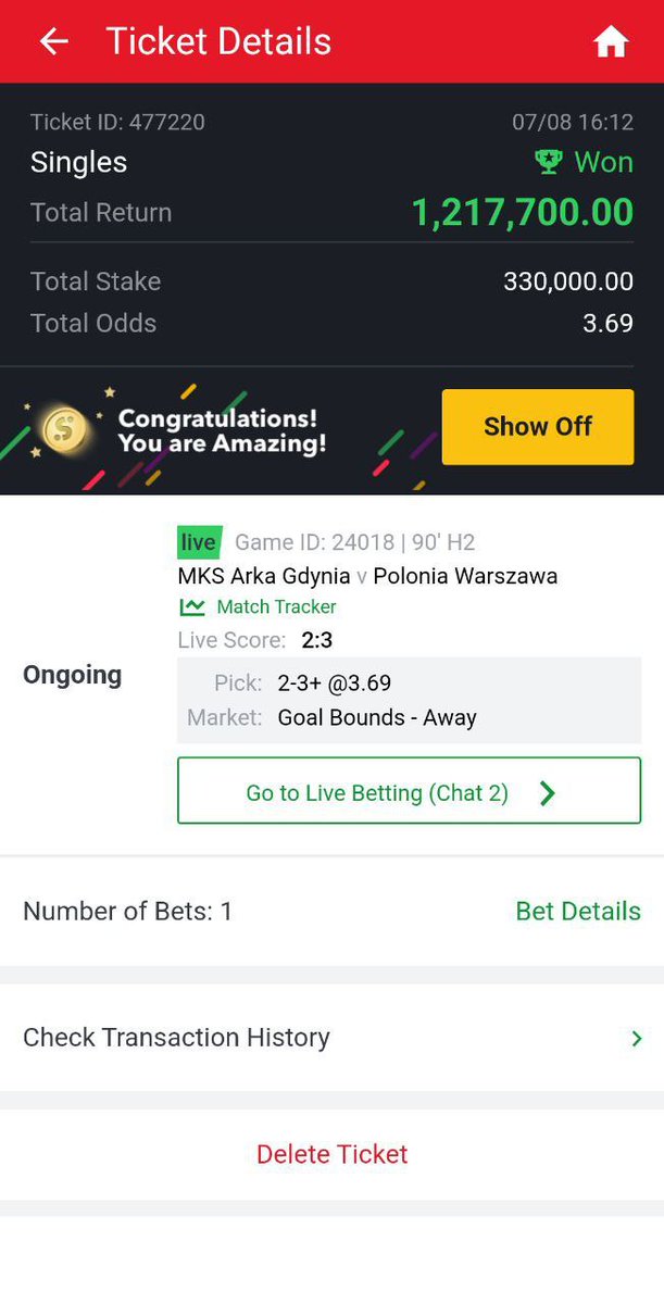 1.2m also boom on SportyBet ✅✅✅🔥💰⚽️⚽️🤝💰🔥🔥💰

18.7m total 💰💰💰🤑🤑