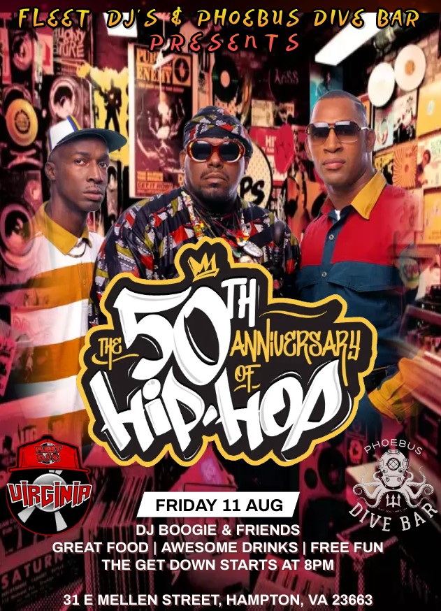 DJBOOGIE81's tweet image. It is going down this Fri. Birthday weekend and 50yrs of Hip-Hop. DJ Jam Session live. Enjoy music that has changed the world and  DJs pay homage to the pioneers that started this craft. #vafleetdjs  #HipHop50 #goodvibesonly #Phoebus #hamptonuniversity #cnu #hamptonroadsevents