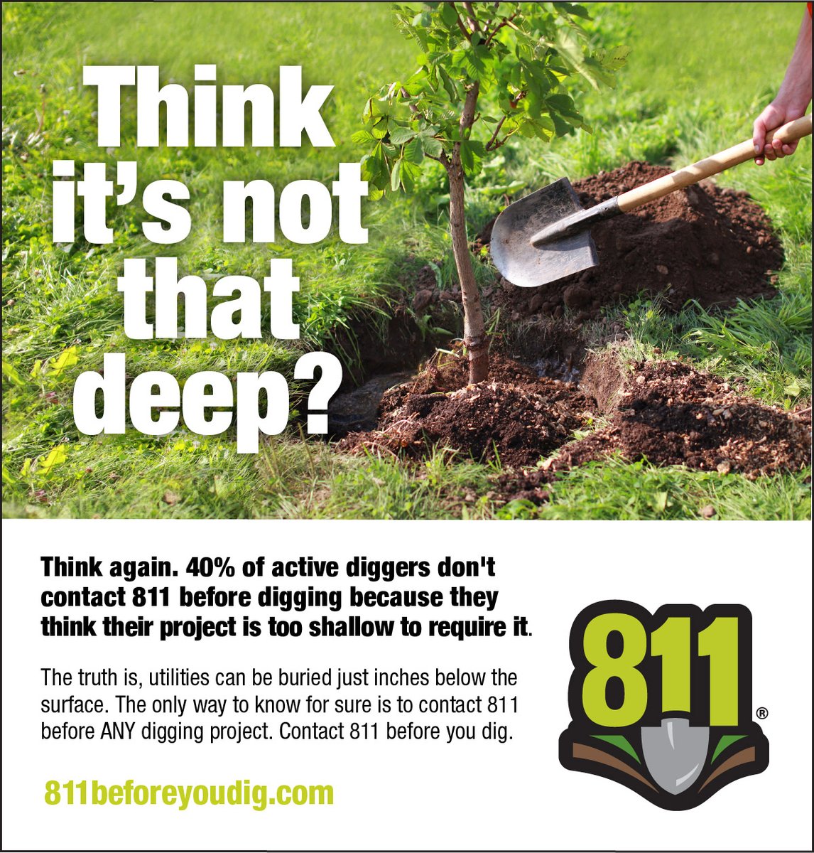 #811Day highlights the importance of safe digging to protect underground infrastructure. Anyone who is planning on doing an excavation project should #call811 to prevent damage to electric, gas, water, or cable lines.