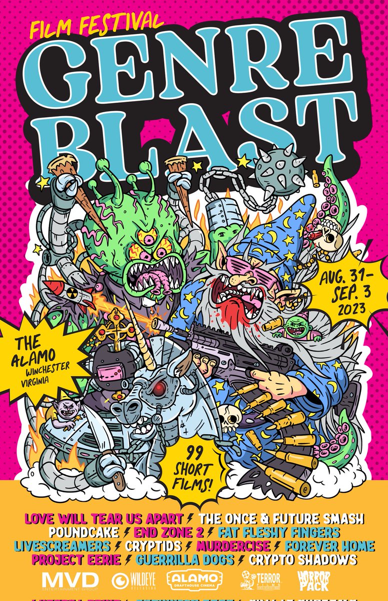 GenreBlast's tweet photo. Who's amped for GenreBlast???
We sure are! Weekend passes now on sale via @alamowinchester website.
Everything's coming together for #8!!!
Aug. 31st - Sep. 3rd 
4 days of movies, networking, food, and booze! The perfect end of summer celebration for movie nerds...
#alltheflavors https://t.co/yW6hhFspvj