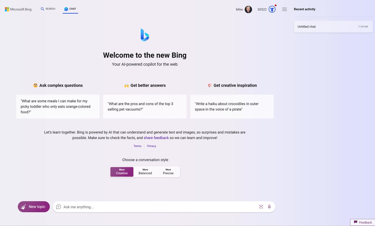 NEW! Bing Chat AI (free GPT-4) is now available in all browsers, including Edge, Chrome, Safari and Firefox!

Try it out: bing.com/chat

#AI #edtech #MIEExpert