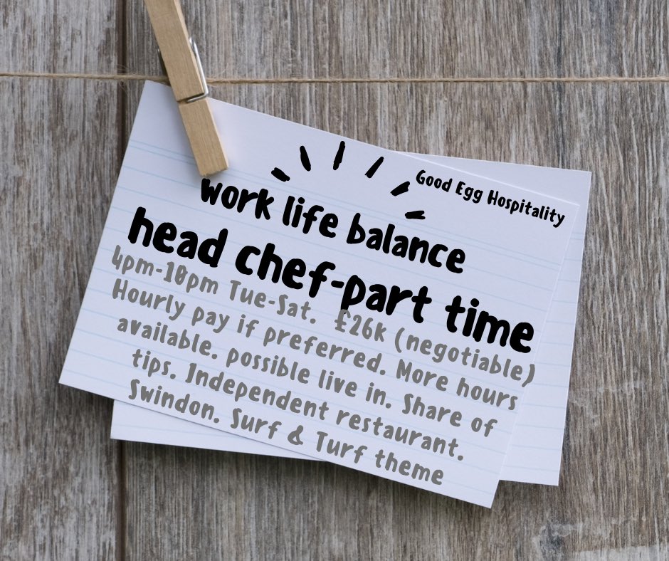 GoodEggChefs's tweet image. 15-20 covers a night! Lone chef, kick ass KP, standardised menus &amp;amp; systems -easy transition, full guidance given.
#Chef #job #chefjob #headchef #souschef #cdp #restaurant #hotel #pub #finedinning #food #jobs #tempchef #reliefchef #fulltime #parttime #work #chefwork