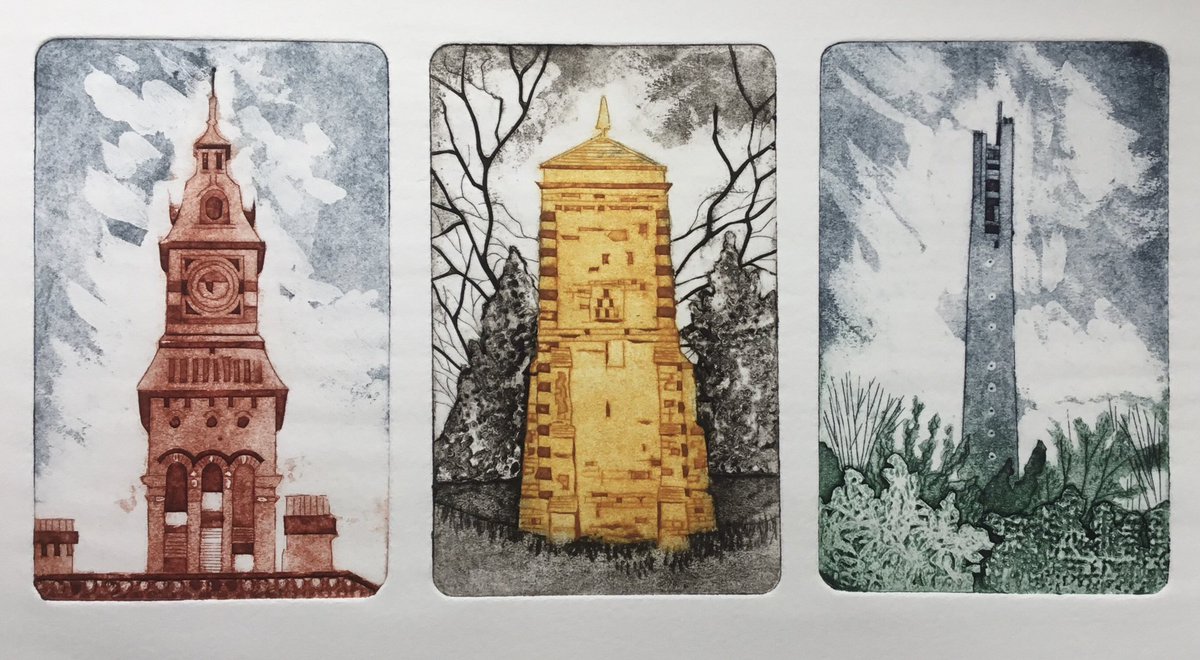 JeanEd70's tweet photo. @GraniteElements I’ve had a lack lustre start to #drawingaugust and a minor sad thing I know you will understand - I’ve lost my art pencil case with all my most favourite tools in it 😟 I did finally print three new #collagraphs of local buildings though. #mycreativeweek https://t.co/Gkyl27AfYS