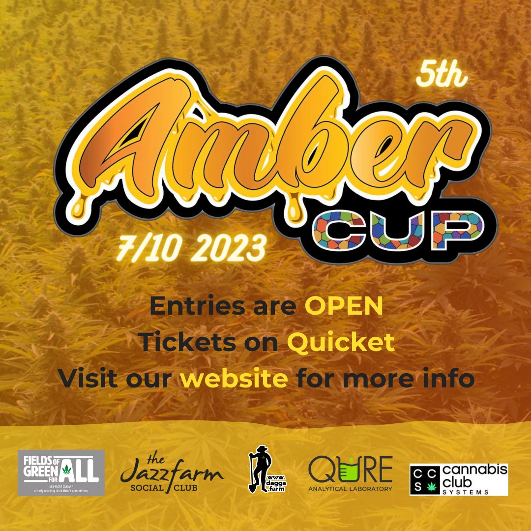 Everything You Need to Know  - The Amber Cup - 7/10 2023 fieldsofgreenforall.org.za/everything-you… are LIVE for the 5th official Amber Cup - Our friendly competition to see who has the finest dab in the land!  #AmberCup #Dab #DaggaCouple #Fundraiser #ticketsforsale