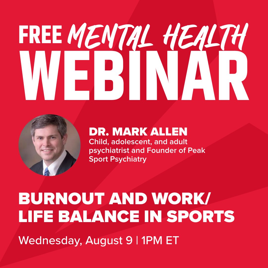 MARK YOUR CALENDARS! 🚨 Dr. Mark Allen is be on the platform THIS WEDNESDAY to talk, "Burnout and Work/Life Balance in Sports." Start your season off on the right foot with this FREE mental health webinar. RSVP today: bit.ly/44YfQjQ