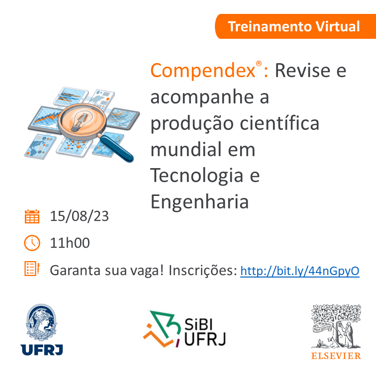 SIBI_UFRJ's tweet photo. Na próxima terça-feira, 15/8, iremos realizar o treinamento sobre a #Compendex.

 é uma ferramenta de apoio nas atividades acadêmicas e de pesquisa das áreas tecnológicas e de #Engenharia.

Link para inscrição no nosso site:
https://t.co/gSvOurIIWD

#ufrj #sibiufrj https://t.co/jfY4OobwtI