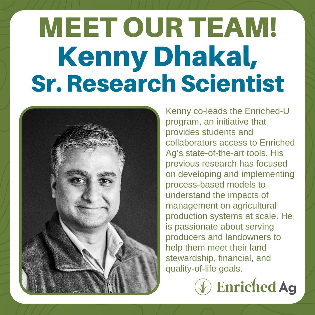 Kenny Dhakal is a senior research scientist on our staff and co-leads our academic program, Enriched-U. Thanks, Kenny, for all you do! Learn more about the Enriched #Ag team online: enriched.ag/about/ #agriculture #grazing #agtech #management #beef