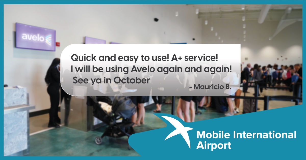 In the clouds, thanks to your kind words about Mobile International Airport! 🌥️🙌 #FlyBFM