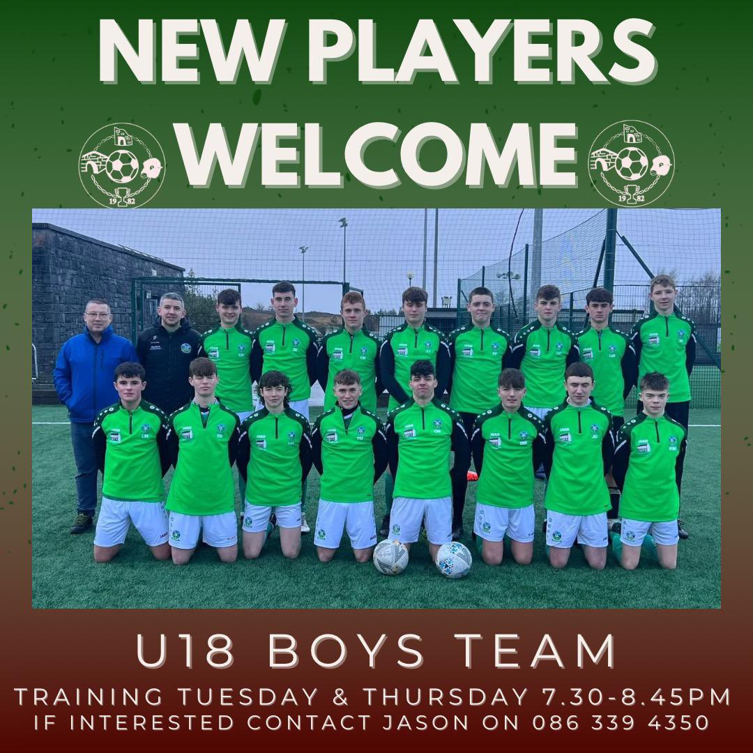 cufc1982's tweet image. ⚽️ U18 Boys Team 2023/24 ⚽️

Colemanstown United are inviting new players to join our squad for the upcoming season

The team are training Tuesday and Thursday this week and if interested please text Jason below or feel free to DM us here ⚽️ 

#CUFC1982