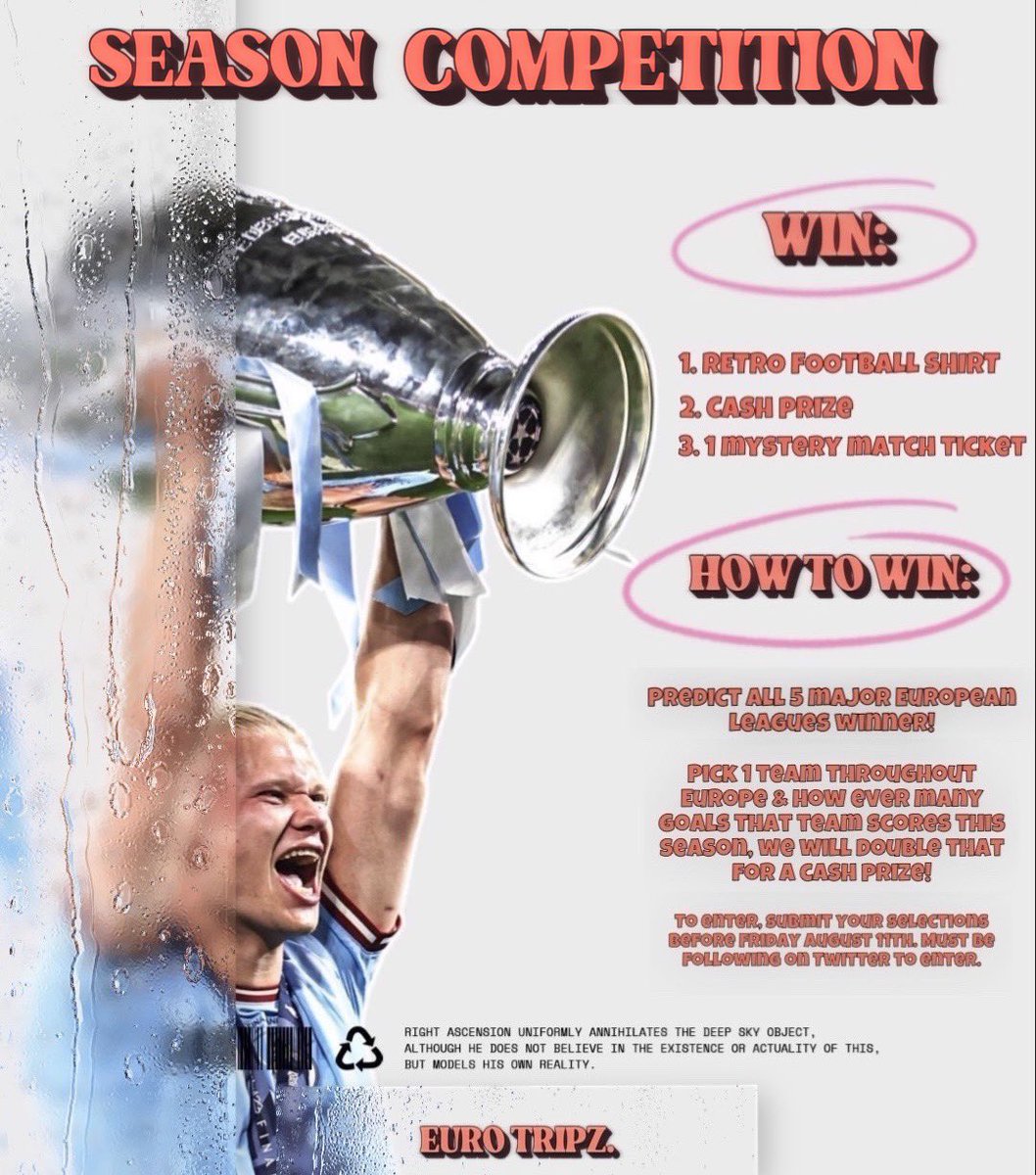 🚨 COMPETITION 🚨

Predict the winners of the Top 5 major European leagues 🇬🇧🇩🇪🇪🇸🇫🇷🇮🇹 for a chance to win:

1. 1 retro football shirt 👕 
2. A cash prize 
3. A mystery match ticket 

Enter now below 👇