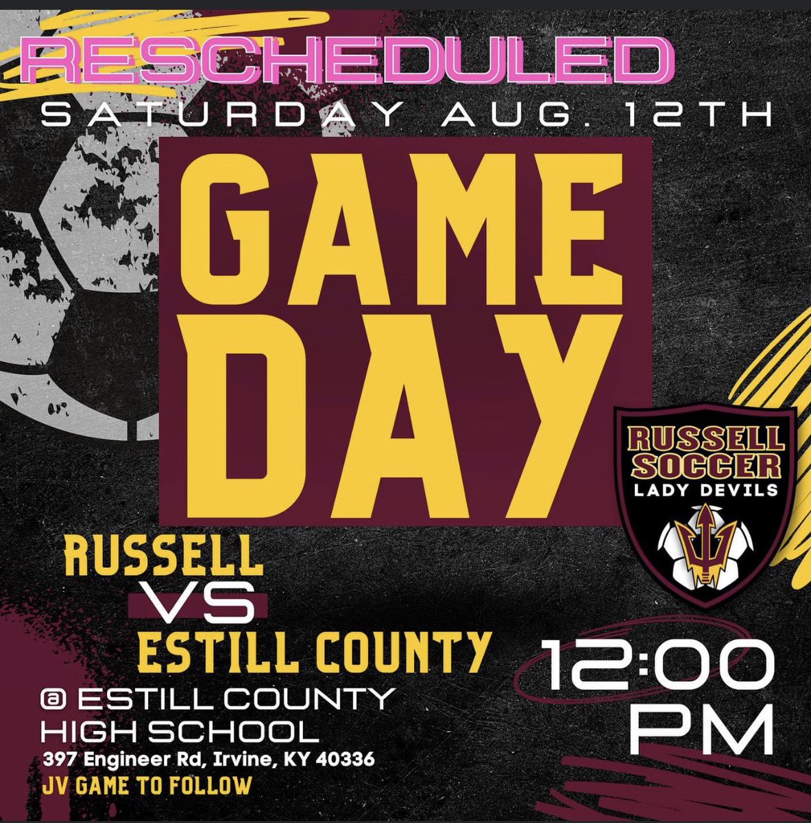 RHS Lady Devils Soccer rescheduled to August 12th! ⚽️