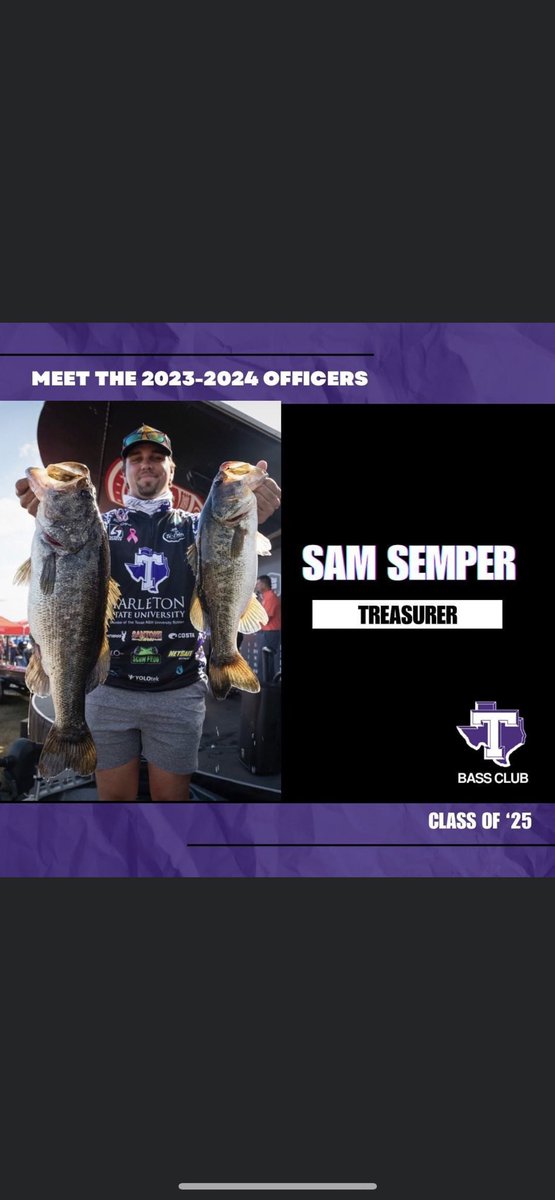 TSUBassClub's tweet photo. Meet Sam Semper, our second Treasurer for the 2023-2024 season!

Sam is a class of ‘25 Mechanical Engineering major from Allen, Texas. He plans to work as a field engineer with a large corporation after graduating. https://t.co/3TNmZmcTfP