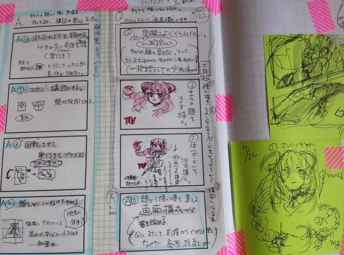 今日のラフ未満。 さそり座ちゃんを進めようと思ってます! ①今描いているラフ ②はじめの妄想 ③メモ類の転記 載せちゃお!  こうして並べると迷走具合がよくわかる!はじめの顔がいちばん好みですね!?直さなきゃだわ…って気づきを得た。たった今。 こうして載せると少し客観視できるので良