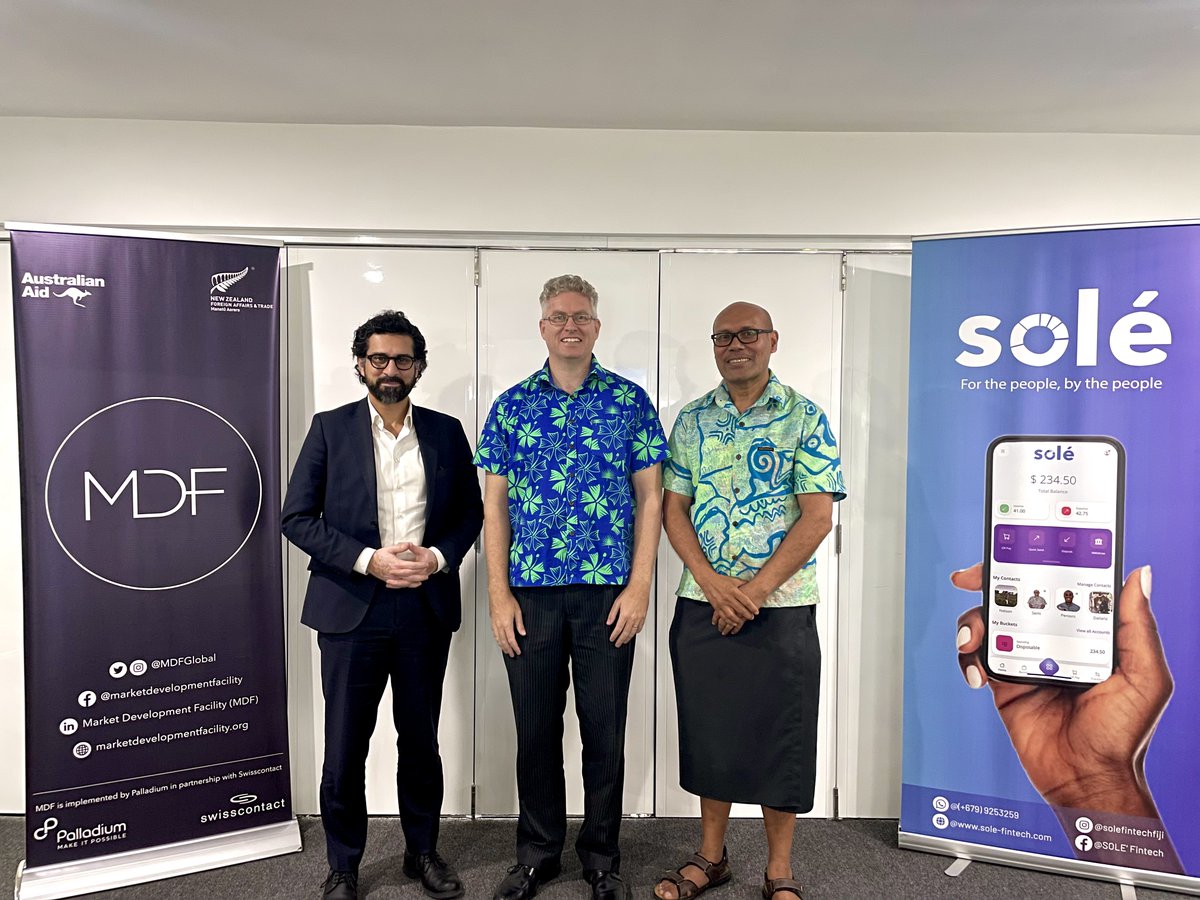 MDFGlobal's tweet photo. MDF is partnering with @solefintechFj to make digital financial services more accessible in the Pacific region through its locally developed ‘Sole’ app.
The partnership aims to increase the app’s use in Fiji, with a view to rolling out the service more widely across the Pacific. https://t.co/nBir1u3xuf