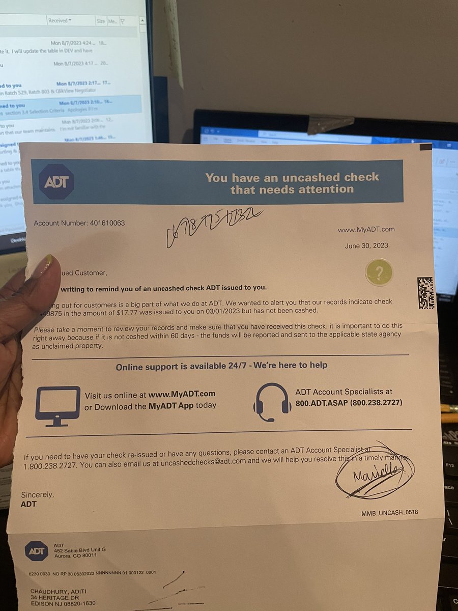 itsAC24's tweet photo. @ADT 401610063 discont service, charged me twice in feb 2023, a refund check sent, never received. Your system and representatives are unable to reissue or refund, so you decide to hoard money of customers who discontinue? Ach,cc!!! Wtf? https://t.co/hqSrbJMKj0