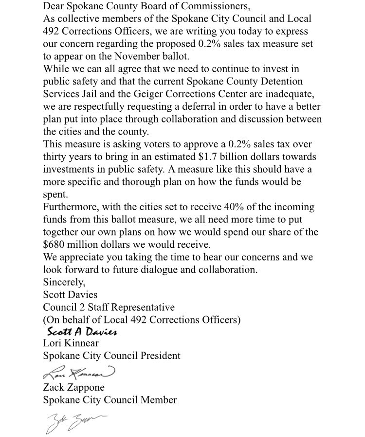 ZackZappone's tweet photo. While we all think the current jail conditions are inadequate. We need time to collaborate. That's why I wrote a letter with the corrections officers requesting they defer the ballot measure until next August. 

Taxpayers deserve a plan. https://t.co/ViXDiT47Vj