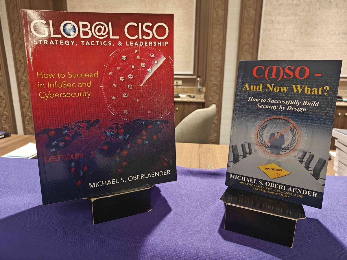 MSOberlaender's tweet photo. Both my books are available at the #Bookstore at #BHUSA2023 #BlackHat #BlackHat2023 #BlackhatUSA - get your copy as long as supply lasts... #InfoSec #CyberSecurity #Security #Books #bookmarketing #Cyber #Strategy #Tactics #Leadership #GlobalCISO #CSO #CISO #BH #LasVegas https://t.co/9N6U5ksGOU
