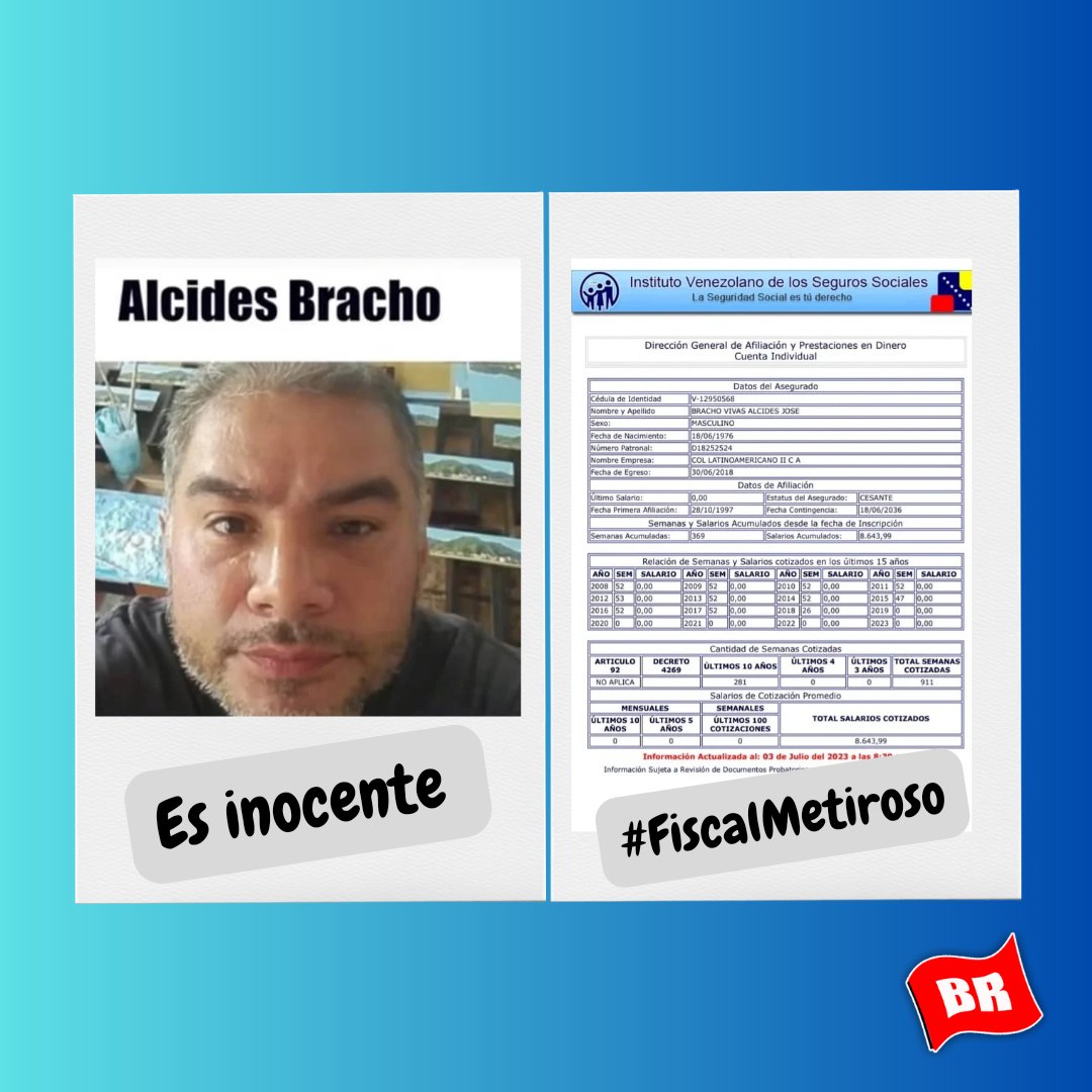 Bandera_Roja's tweet photo. #AlcidesBracho (47 años, Caracas)
📌Dirigente de Bandera Roja.
📌Profesor de Química 
📌Ex-directivo de varios Colegios Privados.
📌 Artista Plástico
📌Miembro del @EducadoresMESR 
📌Registrado en el IVSS
📌Luchador Social 

#FiscalMentiroso https://t.co/LxHumzmZJ3