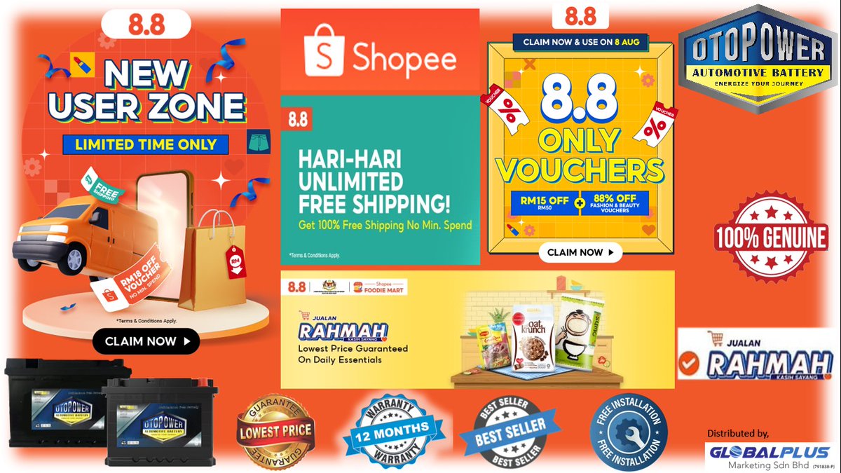GlobalPlusM27's tweet photo. Today is the day! 
Visit Shopee to find out various great deals offered!
Do not missed out! Get it now!

#GlobalPlus #otopower #carbattery #sales #baterikereta #汽车电箱 https://t.co/qr7qtLRr2r