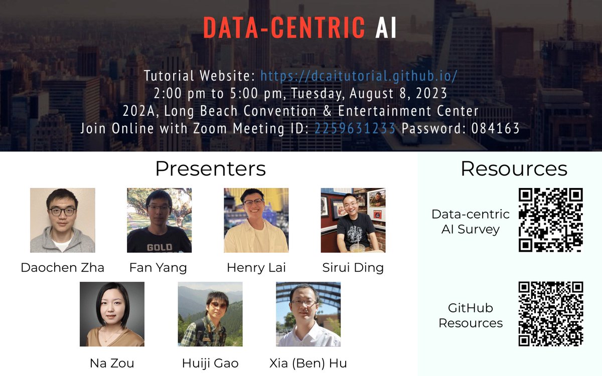🚀Join us for the KDD 2023 Tutorial “Data-centric AI: Techniques and Future Perspectives" tomorrow on Aug 8! Learn cutting-edge methods and discuss the future of data-centric AI. You can also join us virtually in Zoom. See more info at dcaitutorial.github.io #KDD2023
