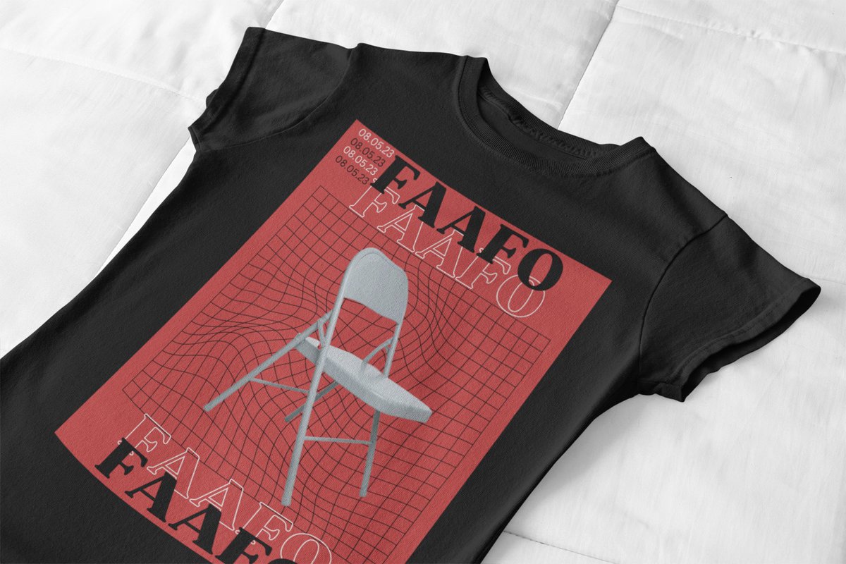 TaylorRainDes's tweet photo. FAAFO Tees 🪑
Link below: 💪🏾‼️⬇️⬇️
https://t.co/QMoIs2m5jd #chair #Montgomery #montgomerybrawl #MontgomeryRiverboat https://t.co/WNLR1DQtXu