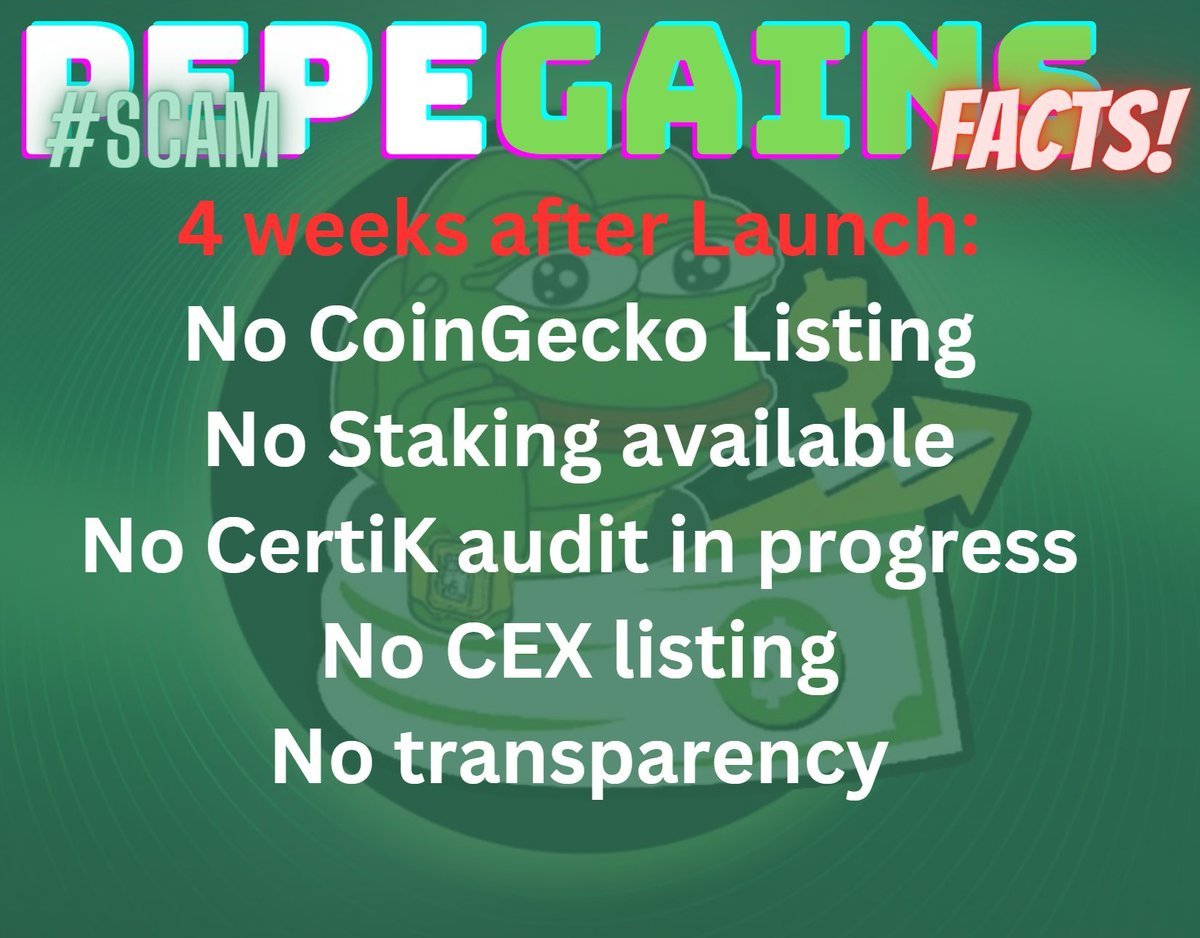 mauerwanze's tweet photo. #PEPEGAINS 4 weeks ago today was the launch. That should at least be worth a tweet from the #scammer @pepegainsETH.
But there was nothing, silence for a week. Why? Check the chart. Lots of promises, NOTHING delivered! https://t.co/AkNq4mZ6cx