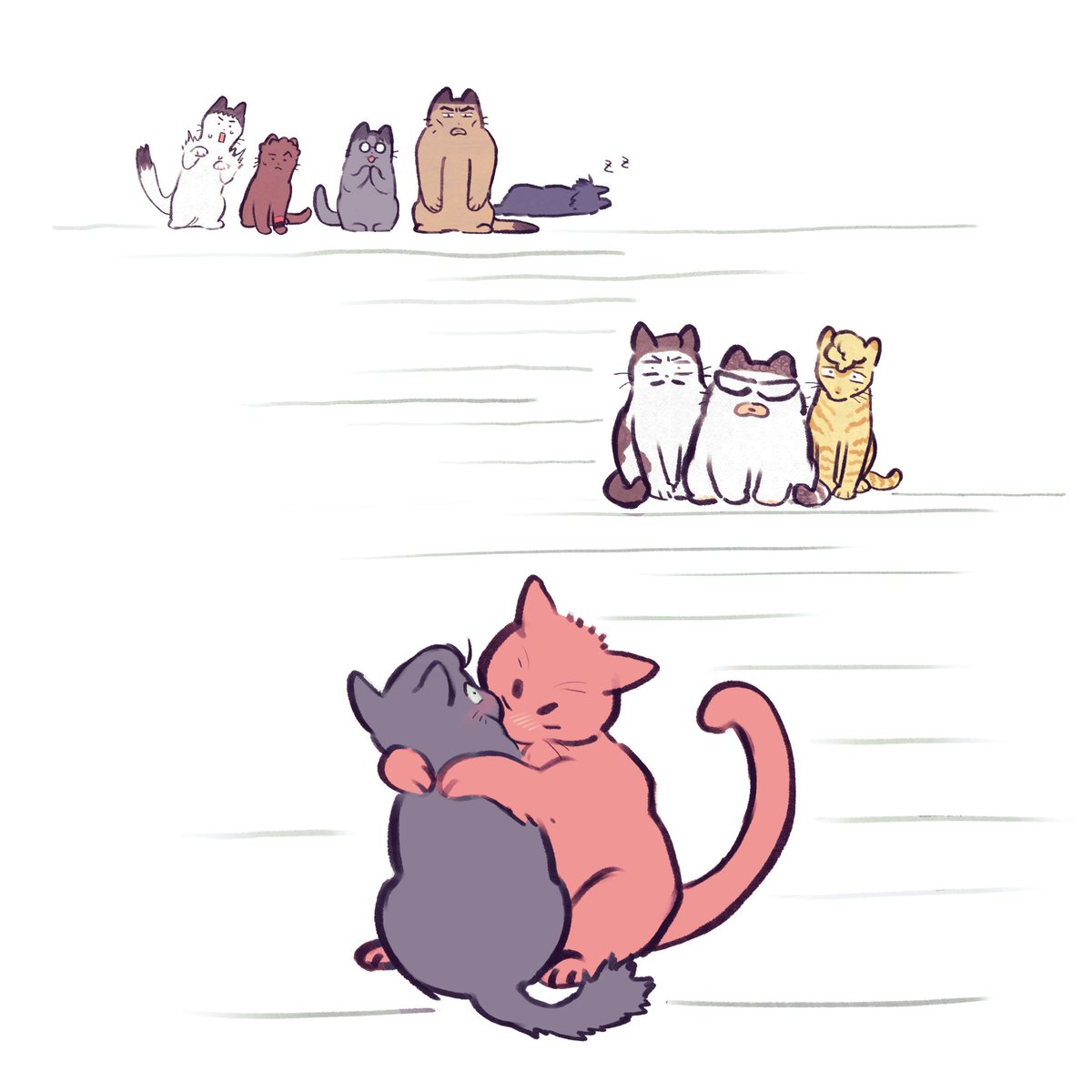 고양이의 날이라길래 호백 대구팔 북산즈 그려보기