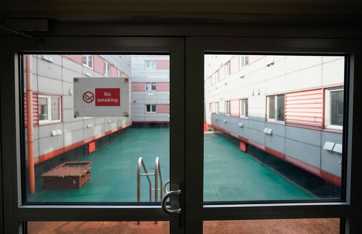 #FloatingPrison #TheBibbyStockholm that is moored at #PortlandPort in #Dorset also has an #ExerciseYard