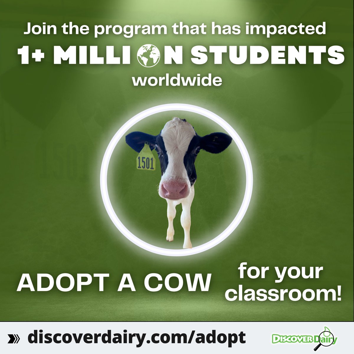 🌏 Join the program that has impacted 1+ MILLON students across the globe! The Adopt a Cow program is a free, year-long experience for your classroom. ➡️ Learn more: discoverdairy.com/adopt