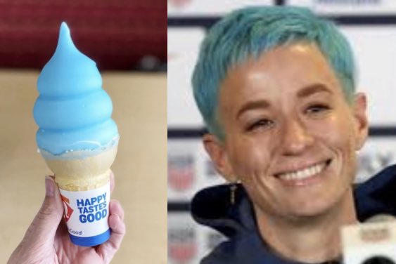 BTCoinKing's tweet photo. Did @DairyQueen go woke on us with this limited edition Megan Rapinoe dipped cone? https://t.co/ZT0rn6bWzV