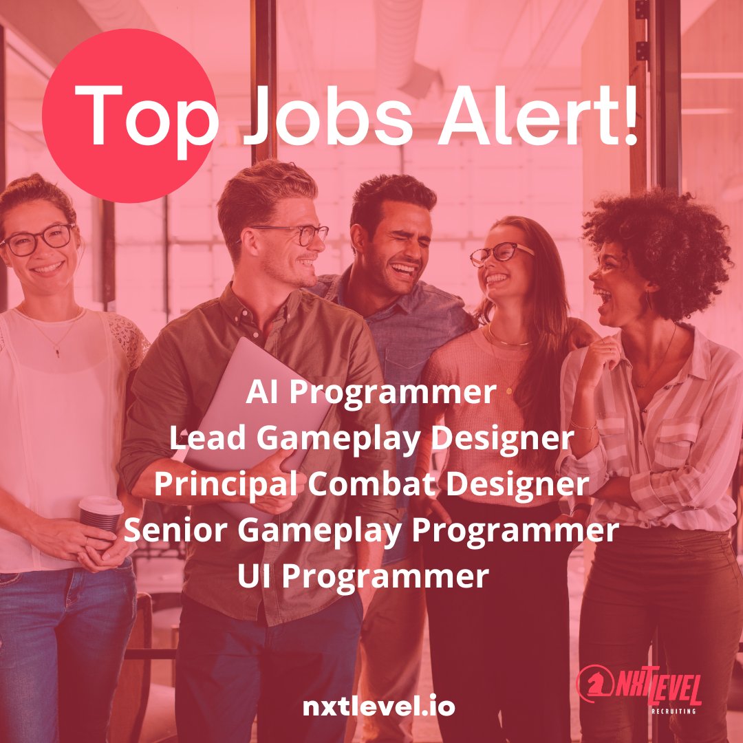 _NxTLevel_'s tweet image. Our Top Jobs for the week are here! 

#AIProgrammer
#LeadGameplayDesigner
#PrincipleCombatDesigner 
#SeniorGameplayProgrammer
#UIProgrammer

#gamingcommunity #gamingjobs #ai #artificialintelligence 
nxtlevel.io